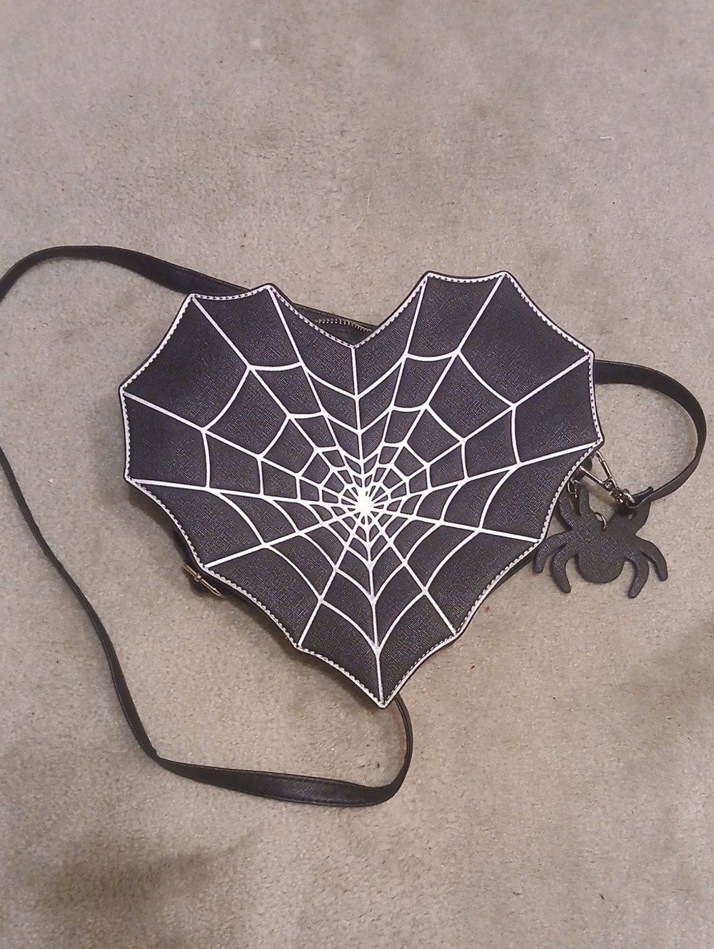 MAD Engine Black Spider Web Heart  Bag with White Web